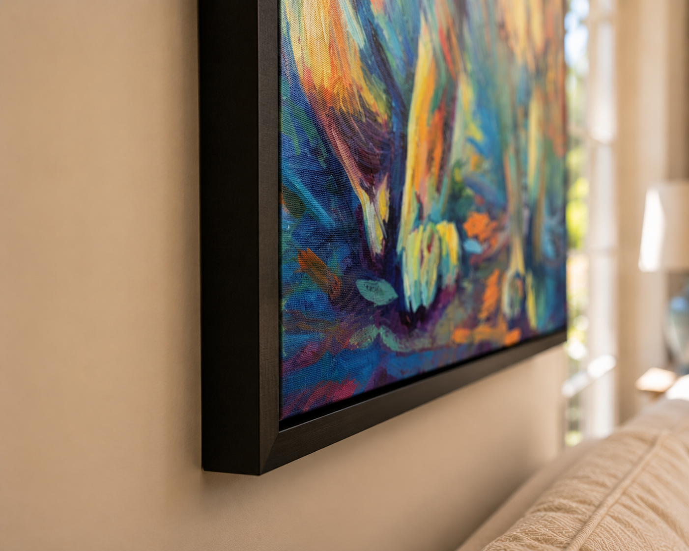 Shared Horizon - Lion Pair Framed Canvas Print