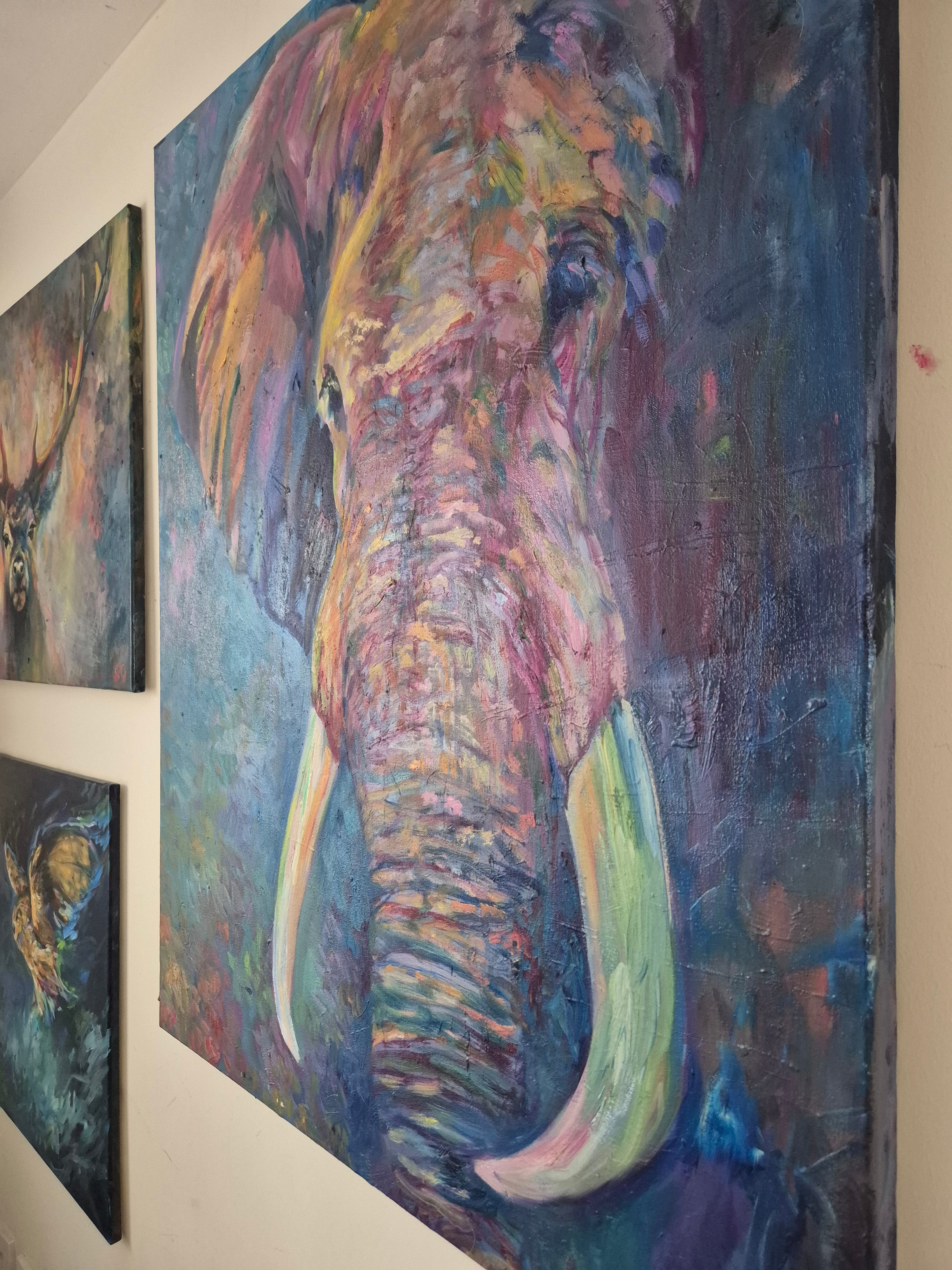 Ölgemälde „Wise Eyes“ (Elefant) 40 x 30"/80 x 100 cm