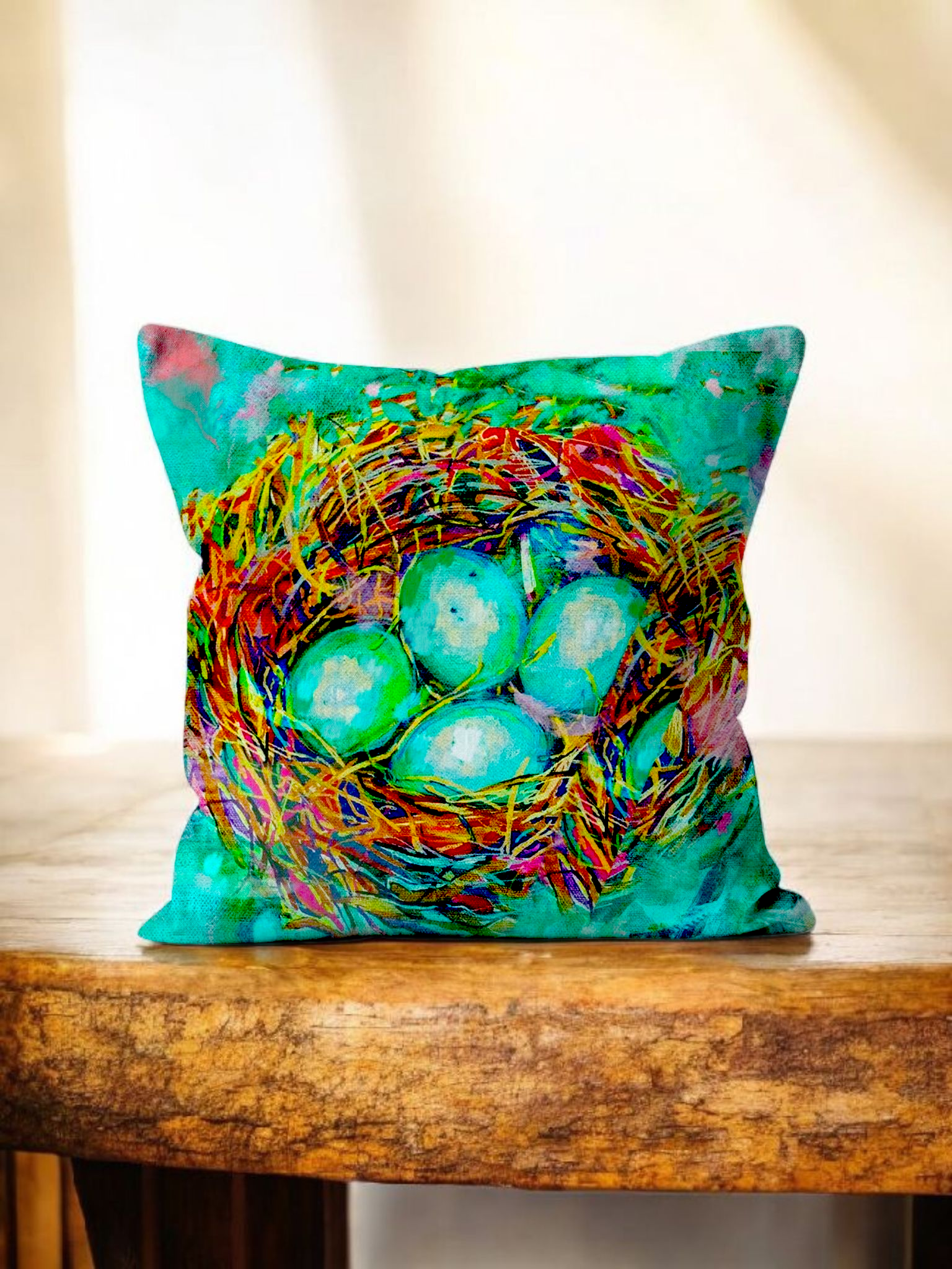 New Beginnings Cushion - Animal Art by Susan Gardner - Contemporary Expressionist - Colourful Fine Art