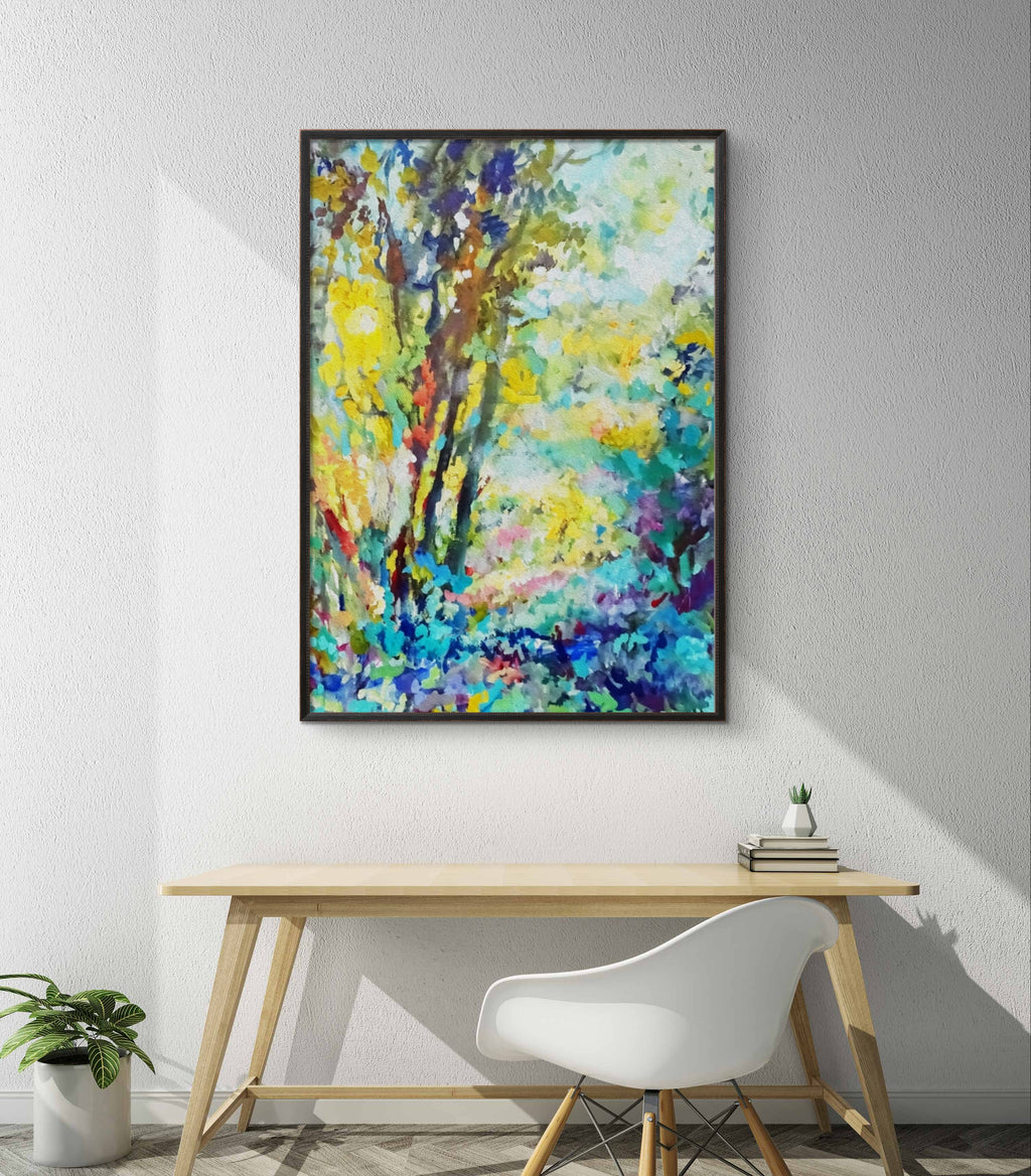 Sunshine Coppice Framed Canvas - Animal Art by Susan Gardner - Contemporary Expressionist - Colourful Fine Art