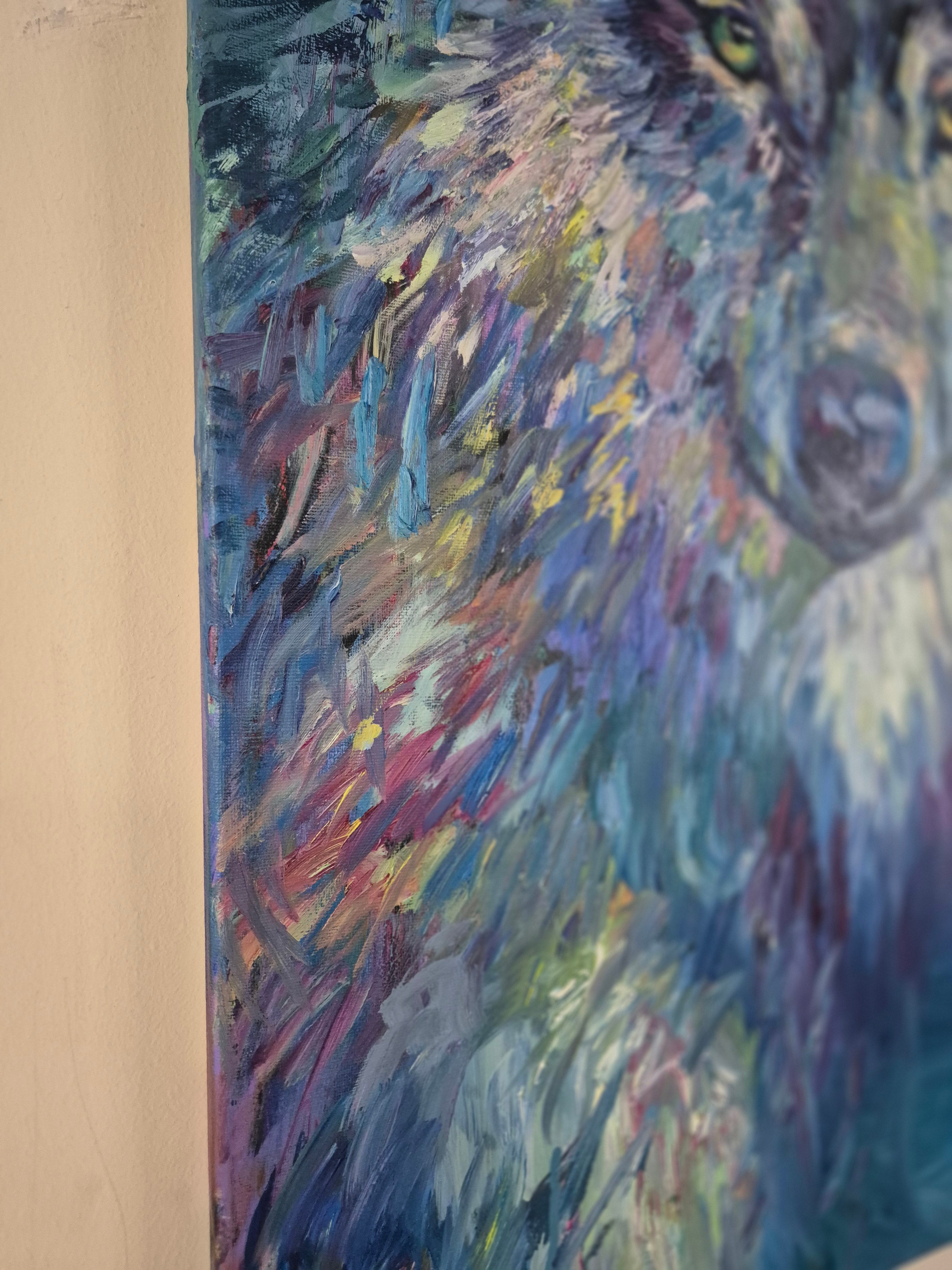 SIGNAL WOLF Original Oil Painting 24 x 36"\60 x 90 cm