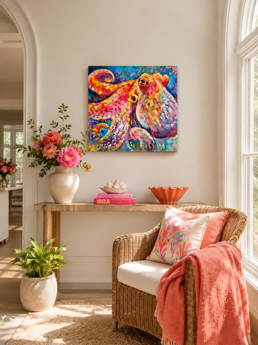 Rainbow Ripple - Octopus Canvas Print