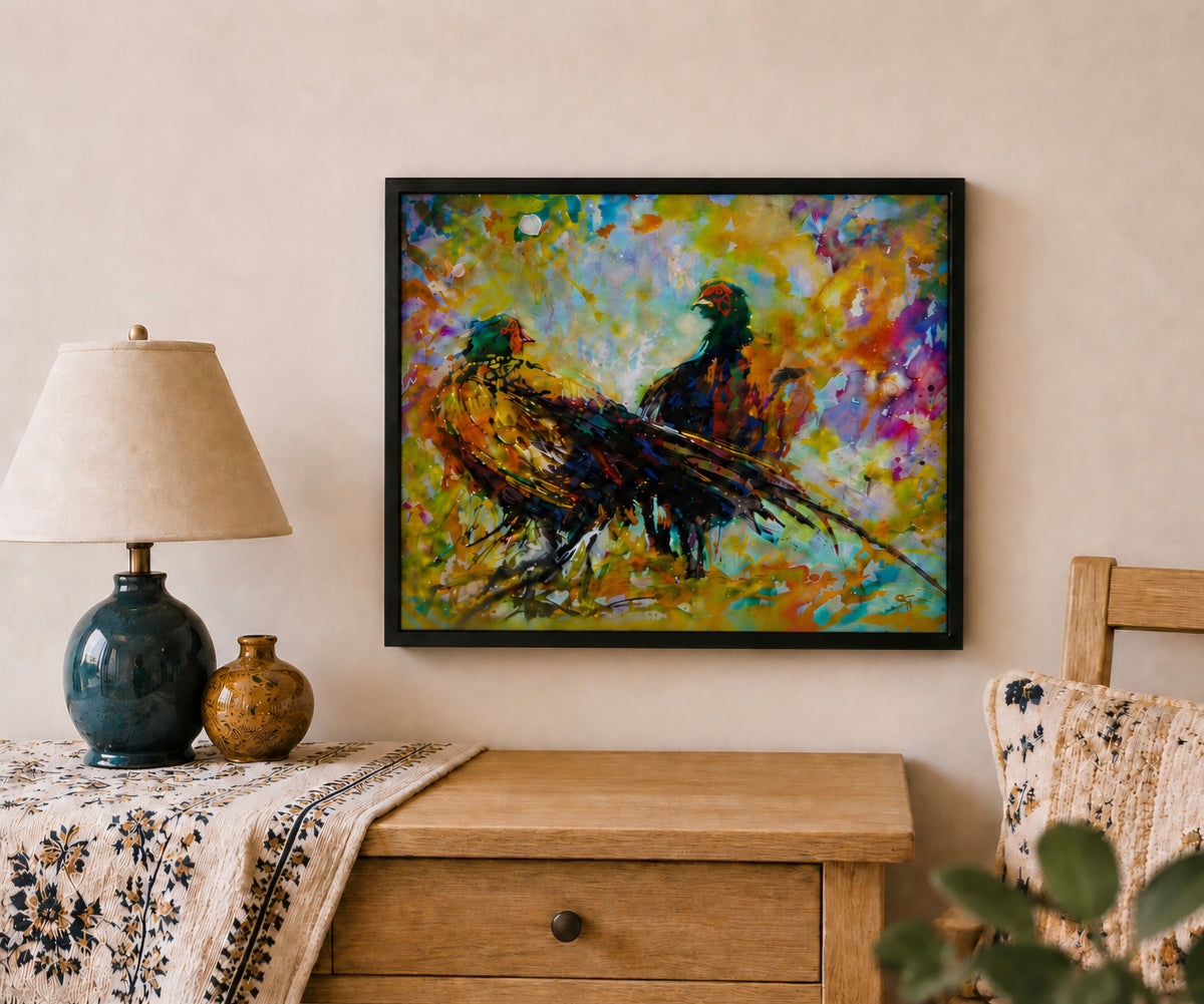 Game on - Pheasants Wall Art  Framed Canvas Print
