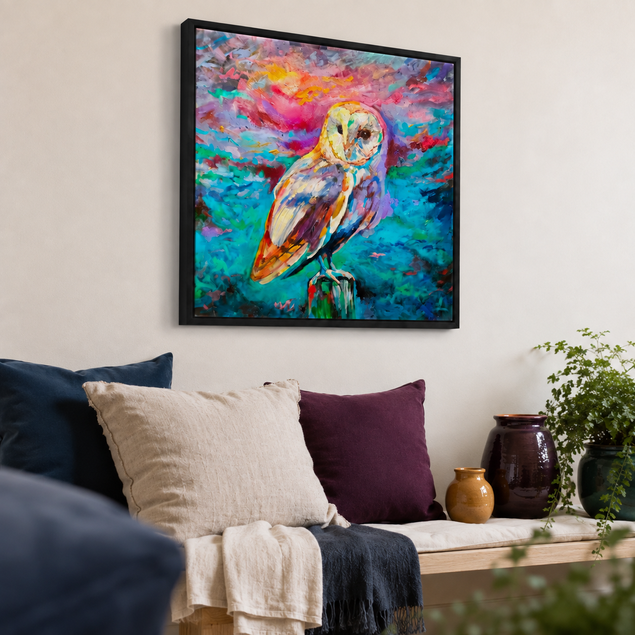 The Optimist- Barn Owl  Wall Art Framed Canvas Print