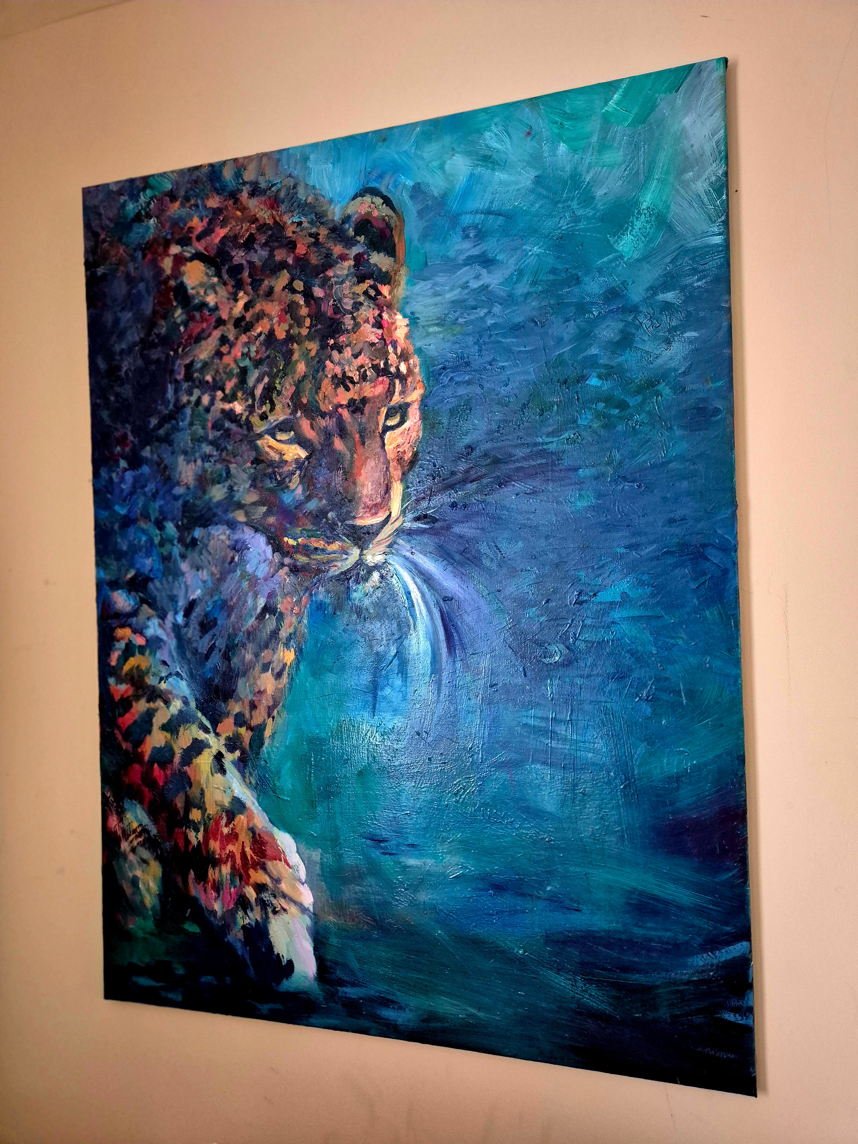 BEJEWELLED Original Leopard Oil Painting 40 x 30"/80 x 100 cm