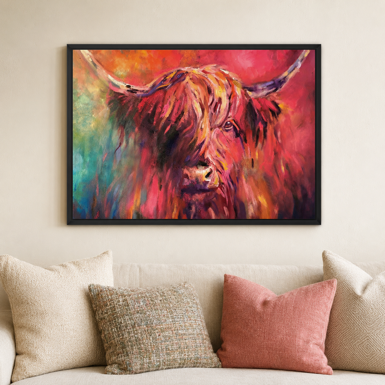 Skye - Highland Cow Wall Art Framed Canvas Print
