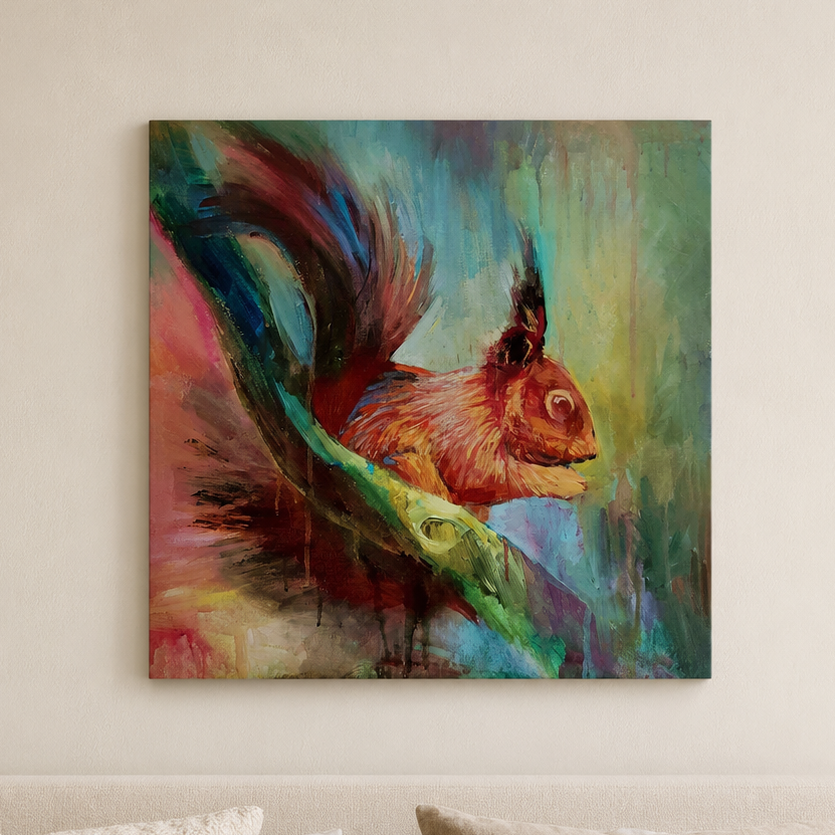 Nut Thief: squirrel canvas print.