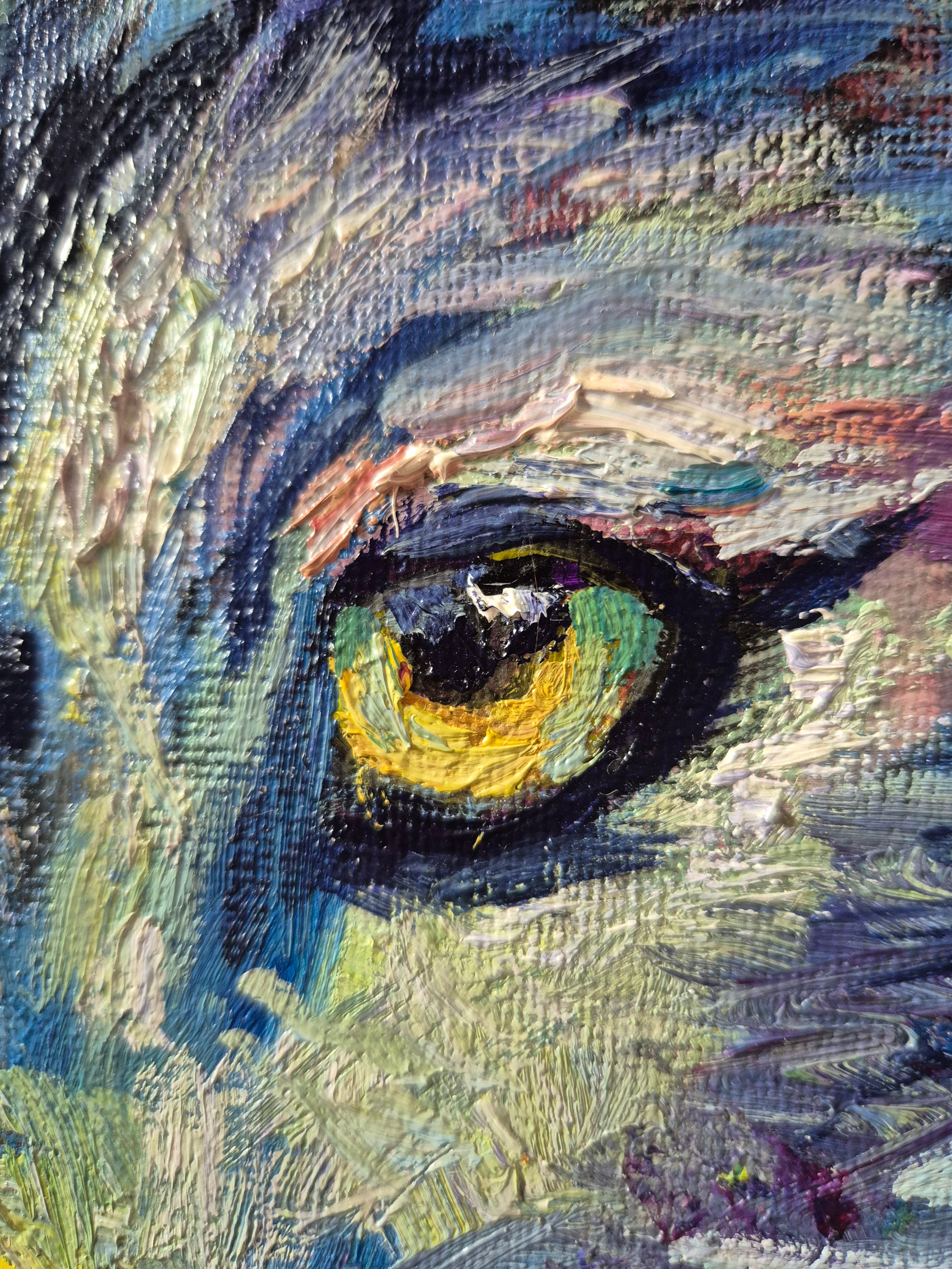 SIGNAL WOLF Original  Oil Painting 60 x 90 cm