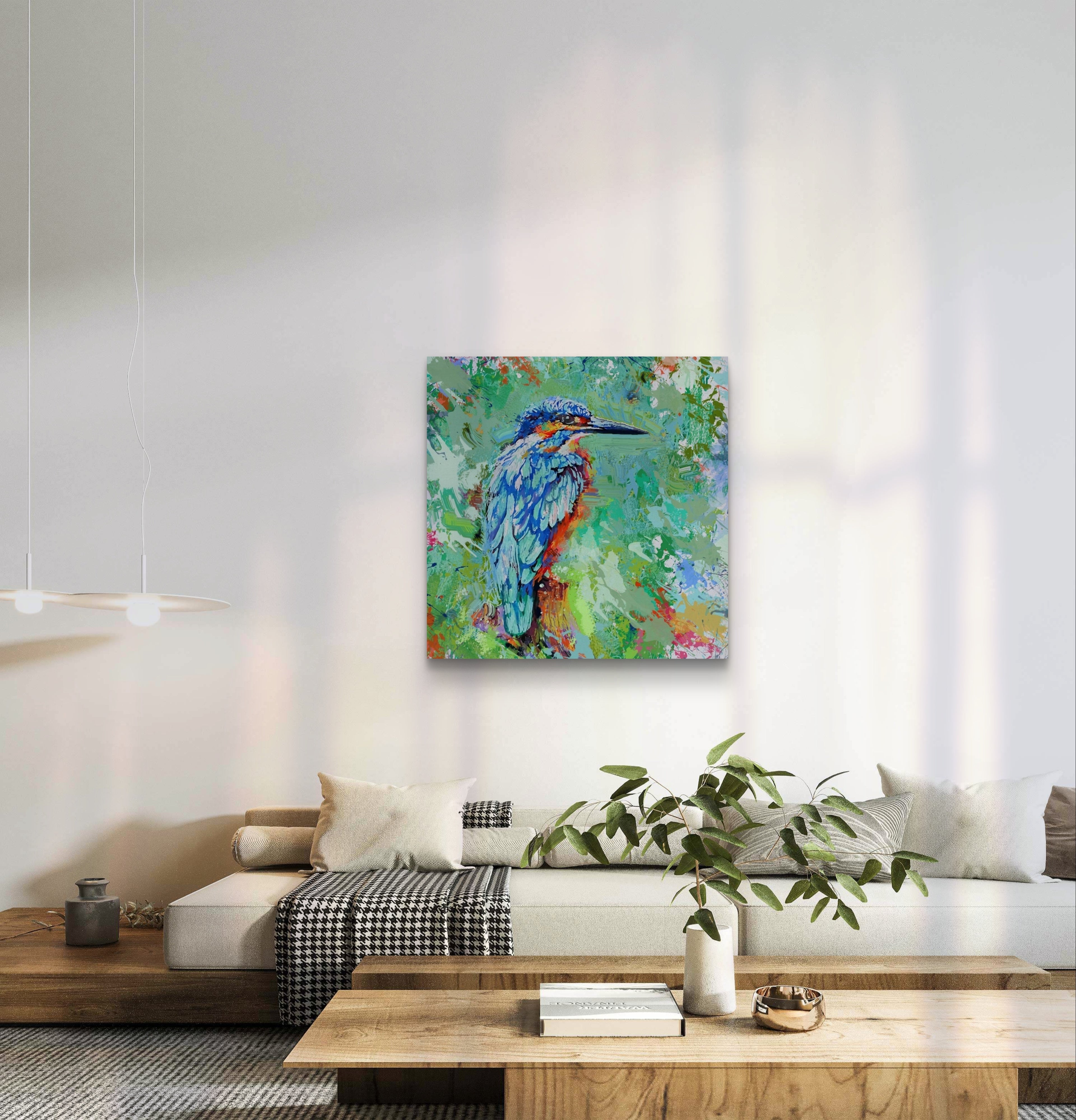 Aqua Splash Framed Canvas - Animal Art by Susan Gardner - Contemporary Expressionist - Colourful Fine Art