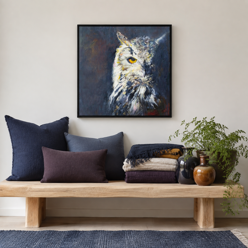 I Beg Your Pardon - Eagle Owl Framed Wall Art Canvas Print