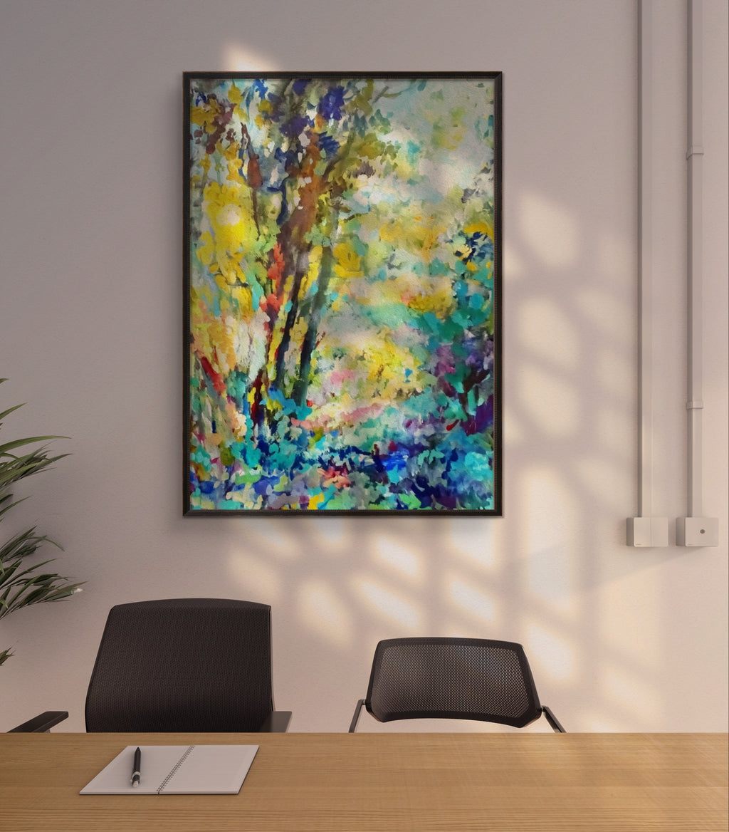 Sunshine Coppice Framed Canvas - Animal Art by Susan Gardner - Contemporary Expressionist - Colourful Fine Art