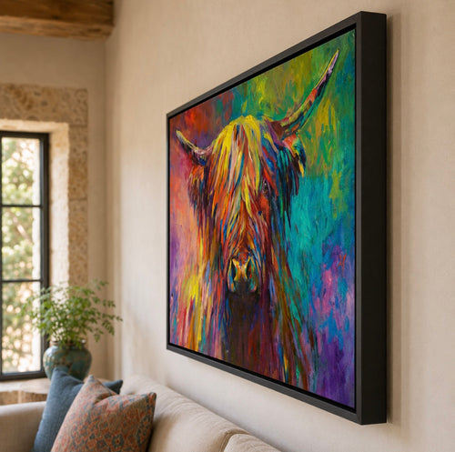 Beinn Eighe - Highland Cow Wall Art Framed Canvas Print