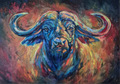 "Unshakeable" Original Afrikanisches Büffel Ölgemälde 40 x 30"/80 x 100 cm
