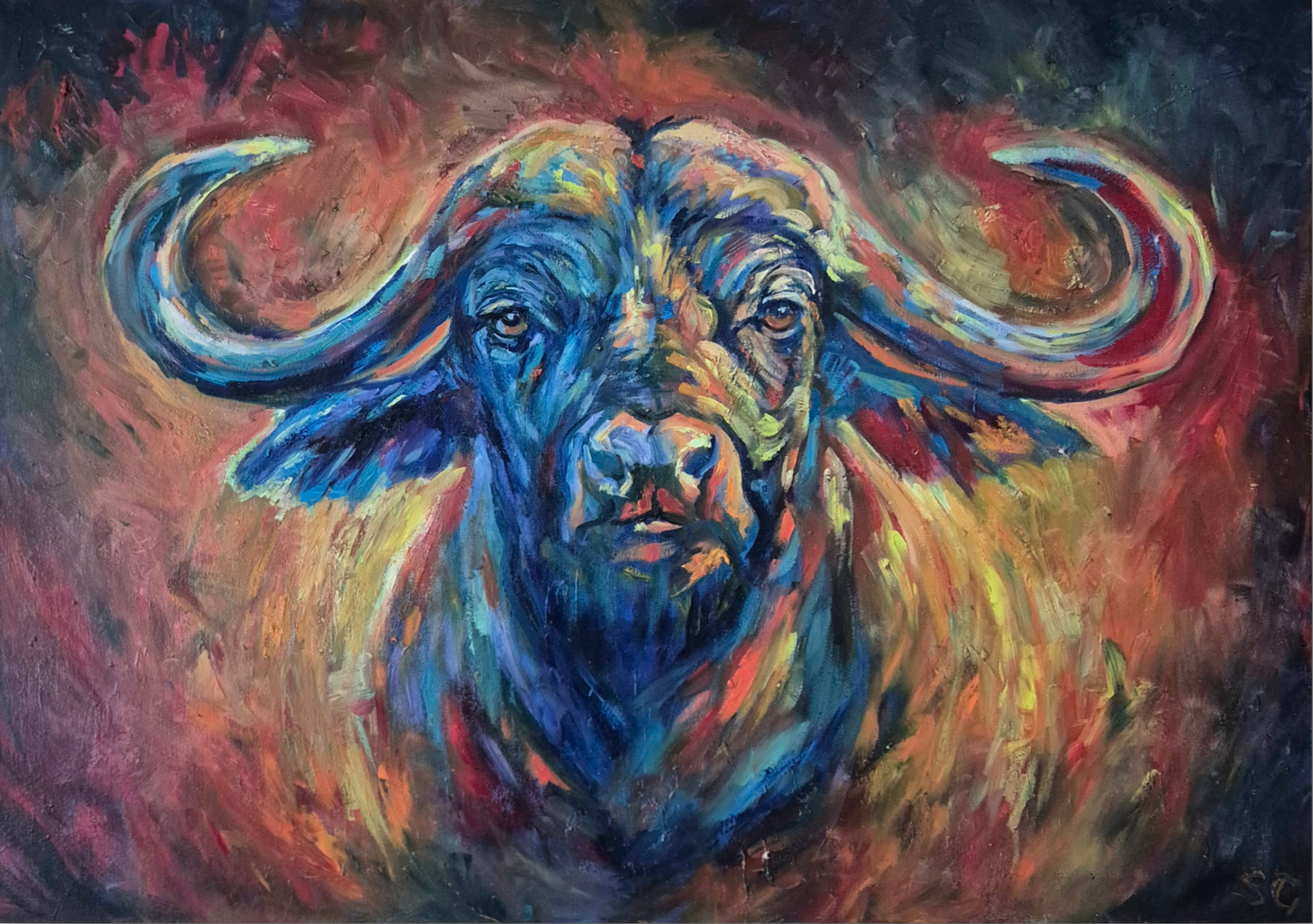 UNSHAKEABLE | Original African Buffalo Oil Painting | 40 x 30" \ 80 x 100 cm