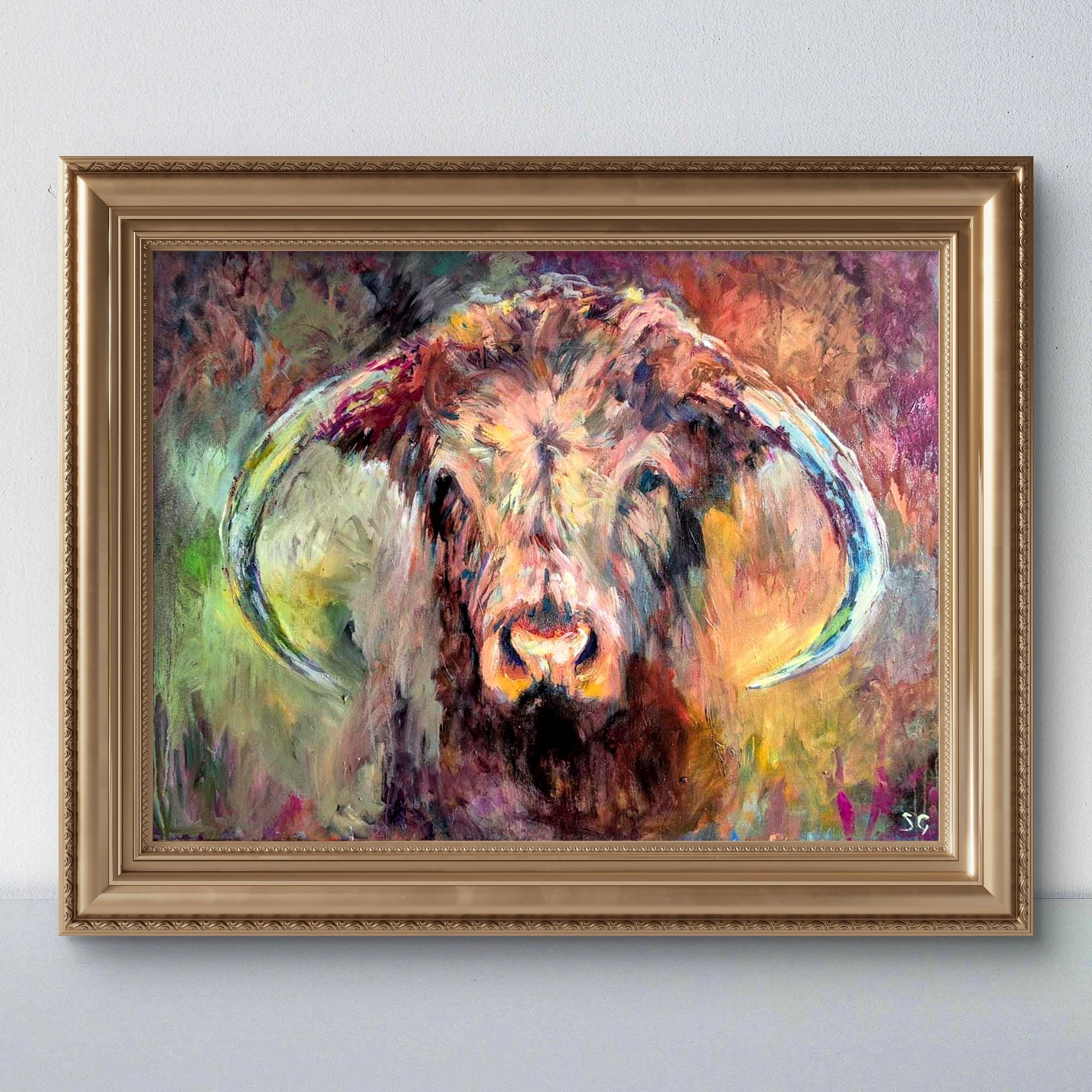 'Lady of Calke' - 80 x 100 cm/30 x 40 " - Animal Art by Susan Gardner - Contemporary Expressionist - Colourful Fine Art
