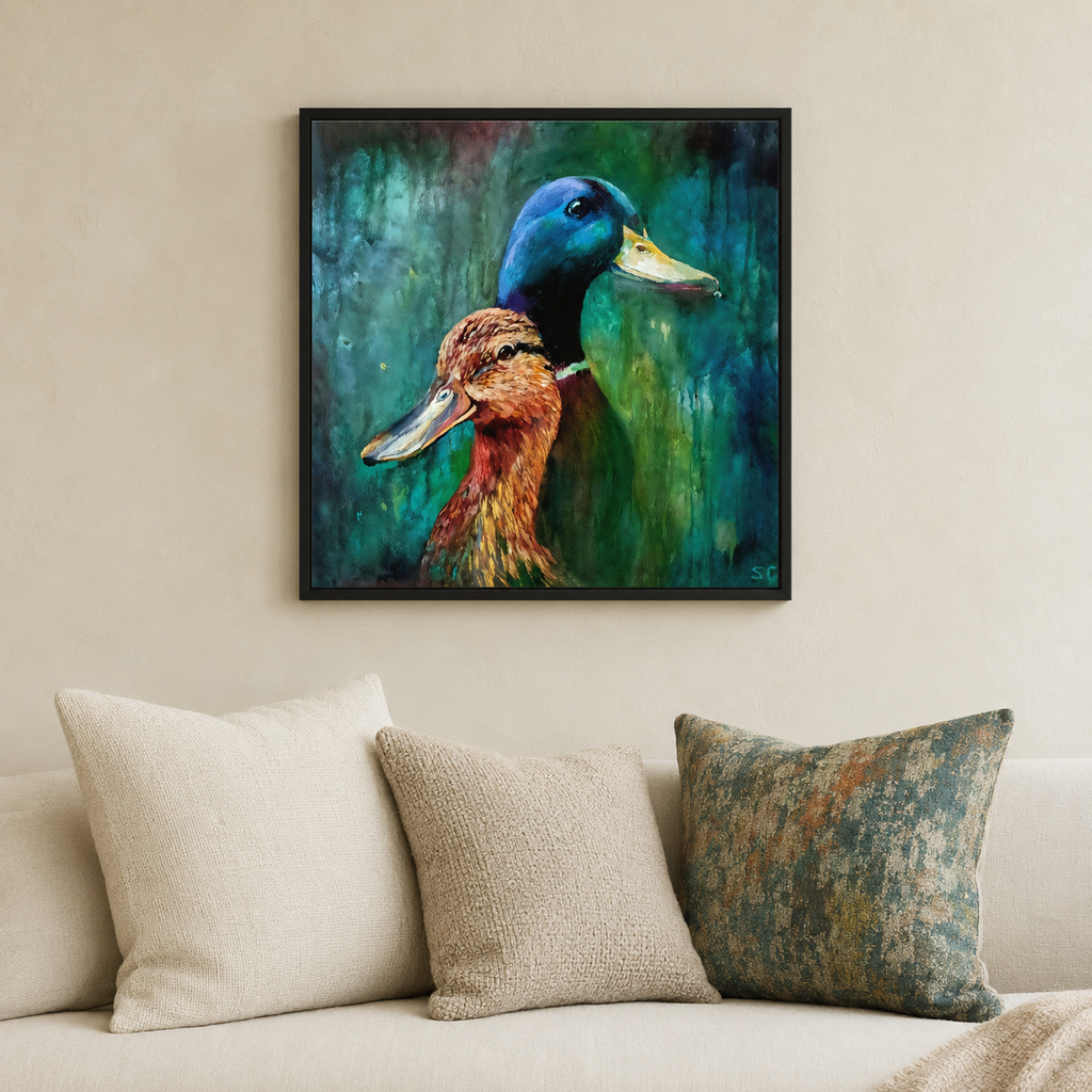 Puddle Ducks - Wall Art Framed Canvas Print