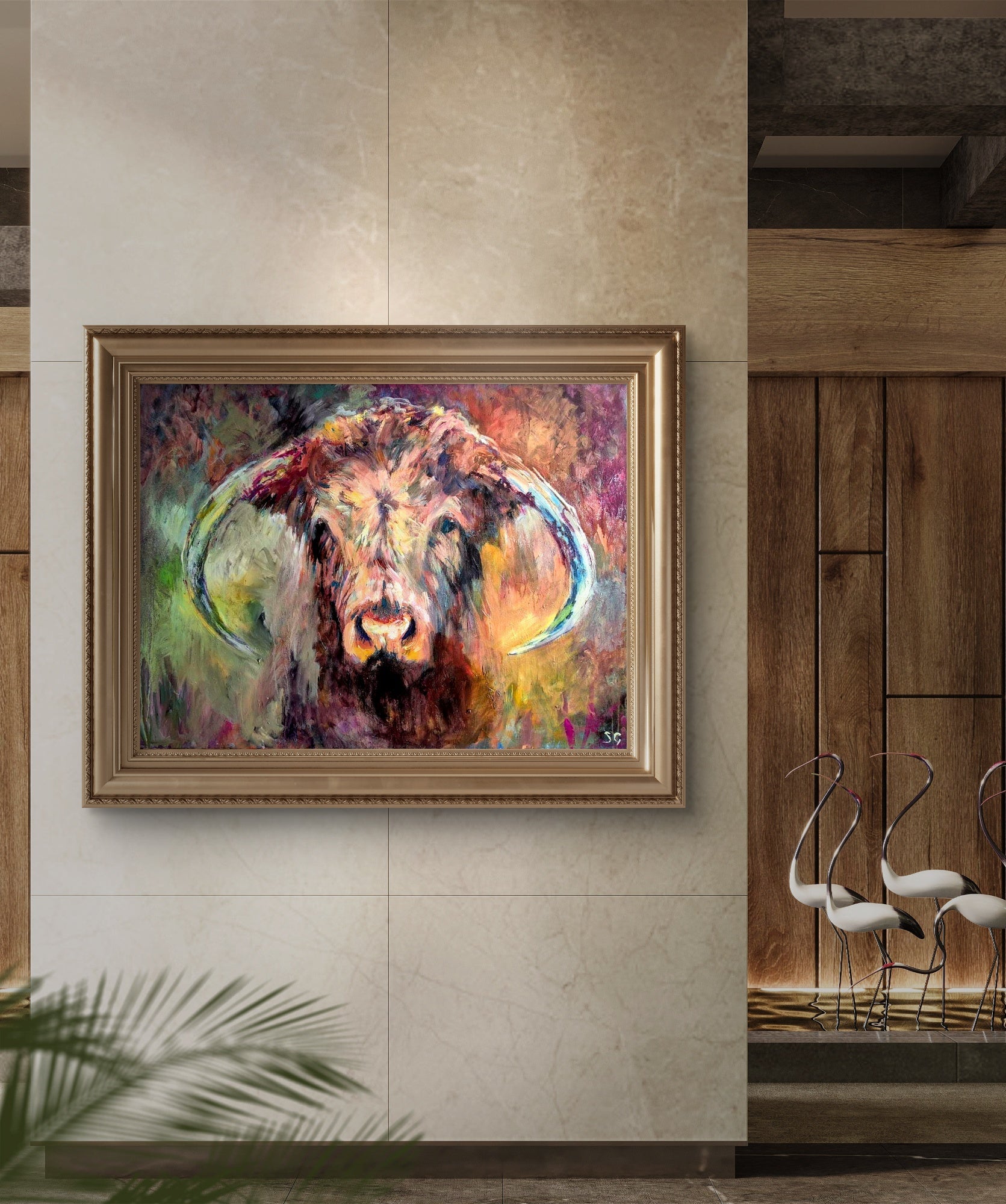'Lady of Calke' - 80 x 100 cm/30 x 40 " - Animal Art by Susan Gardner - Contemporary Expressionist - Colourful Fine Art
