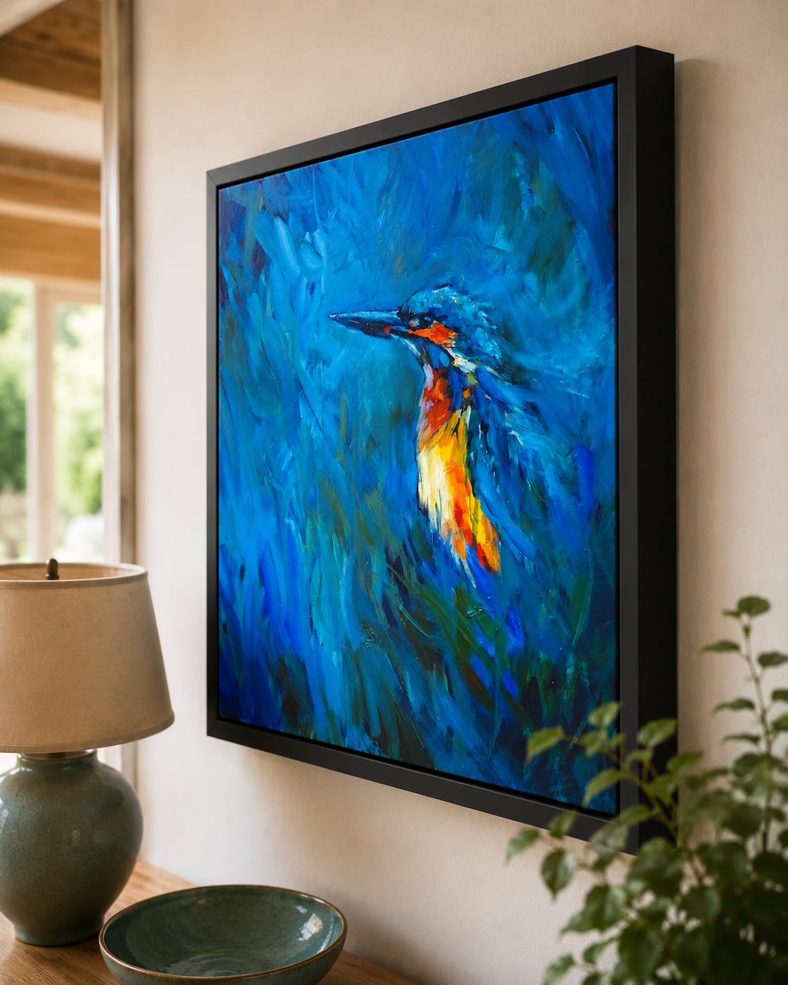 Blue Sparkle - Kingfisher Wall Art Framed Canvas Print
