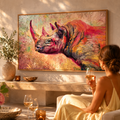 Golden Rhino - Gallery Scale Framed Canvas