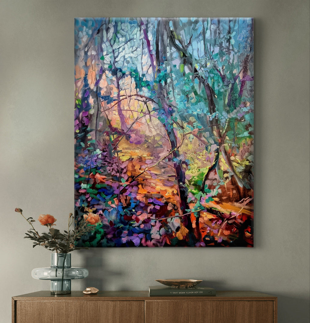 *Sold* Welcome to my World  -  Original Forest Oil Painting  76 x 60 cm / 24 x 30 " - Animal Art by Susan Gardner - Contemporary Expressionist - Colourful Fine Art