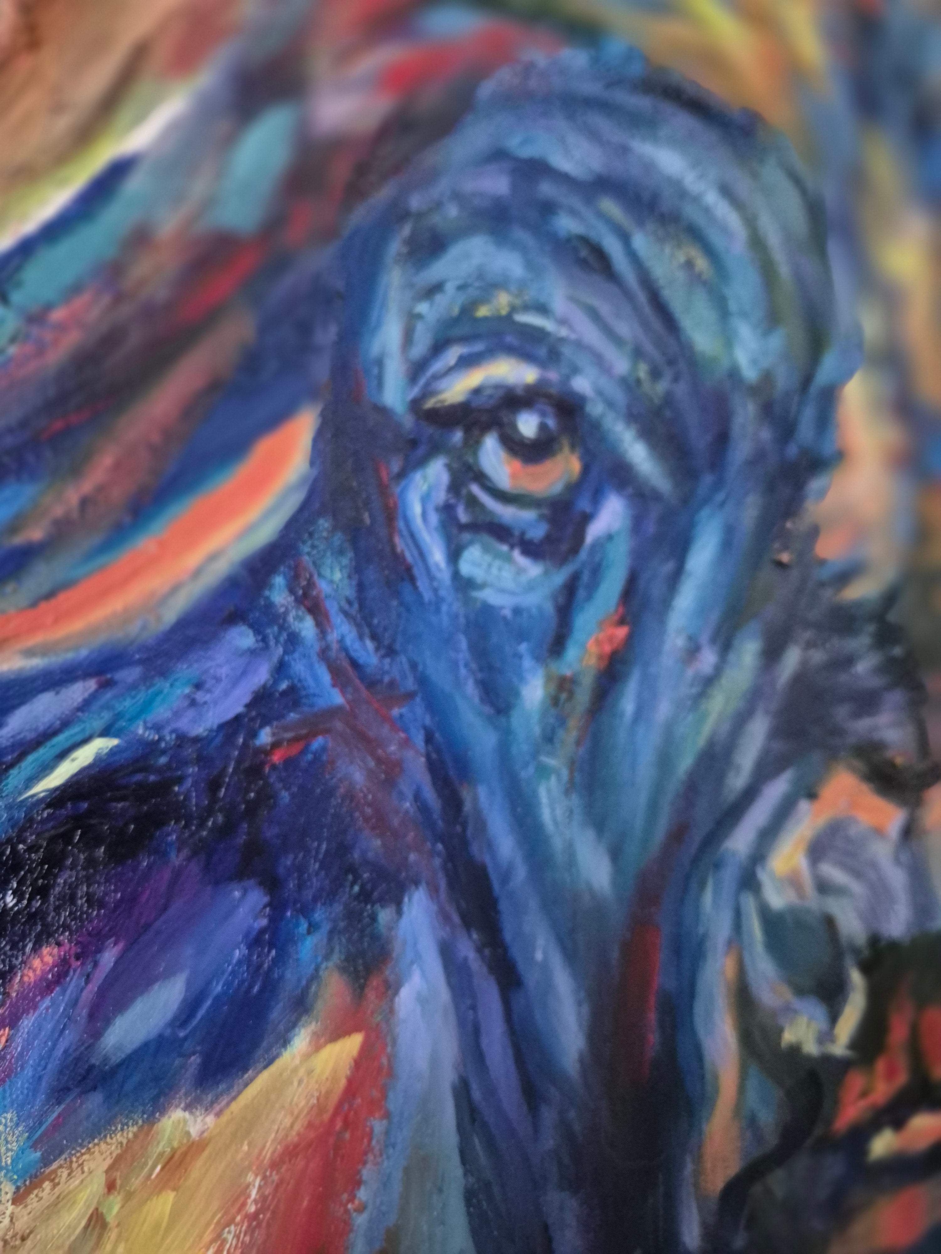 "Unshakeable" Original Afrikanisches Büffel Ölgemälde 40 x 30"/80 x 100 cm