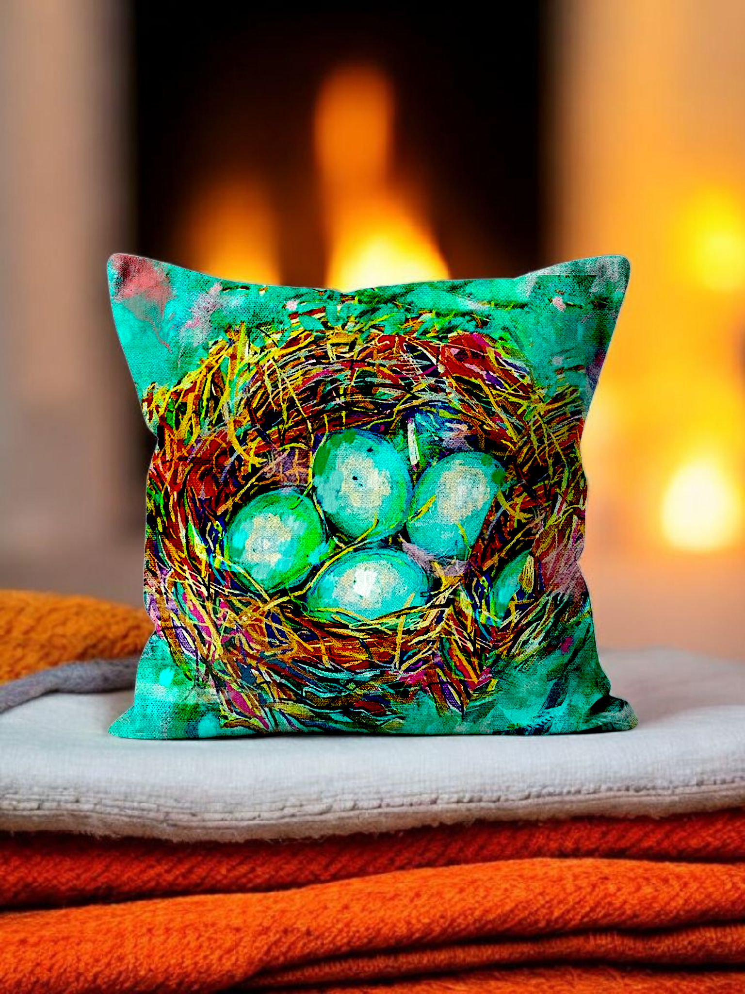 New Beginnings Cushion - Animal Art by Susan Gardner - Contemporary Expressionist - Colourful Fine Art