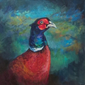 Sir Rouge - Original Pheasant Painting in Acrylic and Oil -50 x 50 cm/20 x 20 " - Animal Art by Susan Gardner - Contemporary Expressionist - Colourful Fine Art