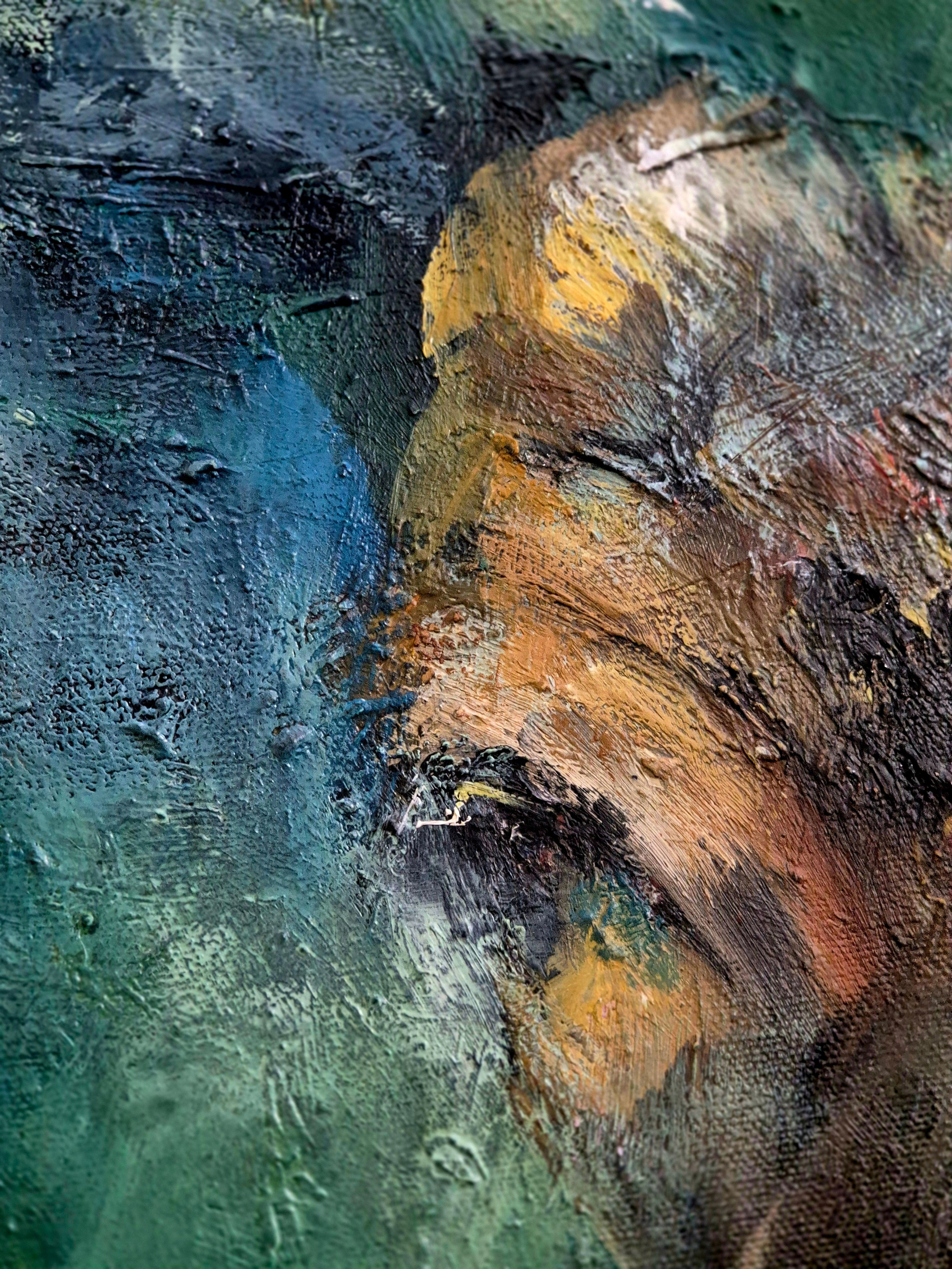 „Waldhüter“ – Original Hirschegemälde 100 x 80 cm/ 40 x 30 Zoll