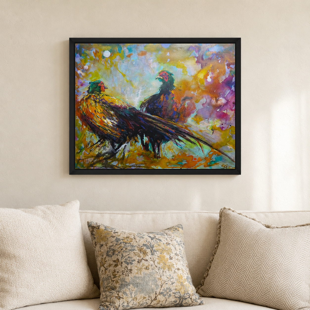 Game on - Pheasants Wall Art  Framed Canvas Print