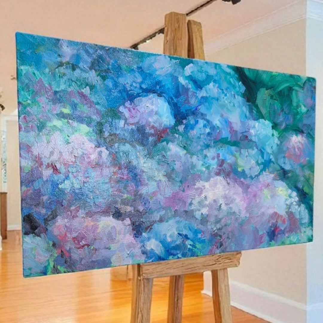 Hydrangea Heaven - 80 x 50 cm/30 x 20 " - Animal Art by Susan Gardner - Contemporary Expressionist - Colourful Fine Art