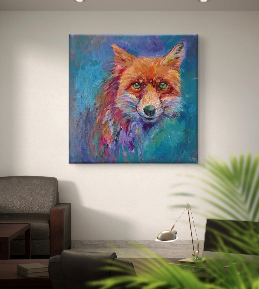 Twilight Fox Canvas - Animal Art by Susan Gardner - Contemporary Expressionist - Colourful Fine Art