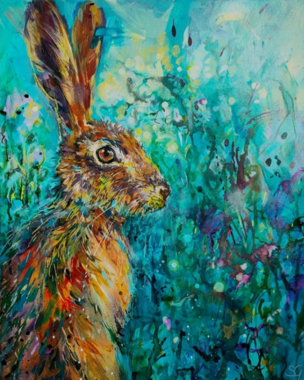 Sold* Ready to Run - Original Acrylic Painting - 50 x 40 cm / 16 x 20 " - Animal Art by Susan Gardner - Contemporary Expressionist - Colourful Fine Art