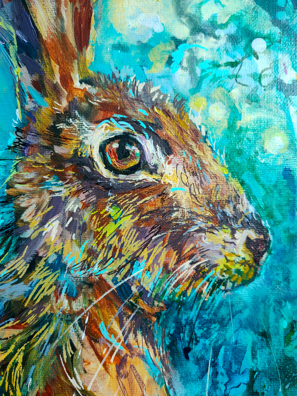 Sold* Ready to Run - Original Acrylic Painting - 50 x 40 cm / 16 x 20 " - Animal Art by Susan Gardner - Contemporary Expressionist - Colourful Fine Art