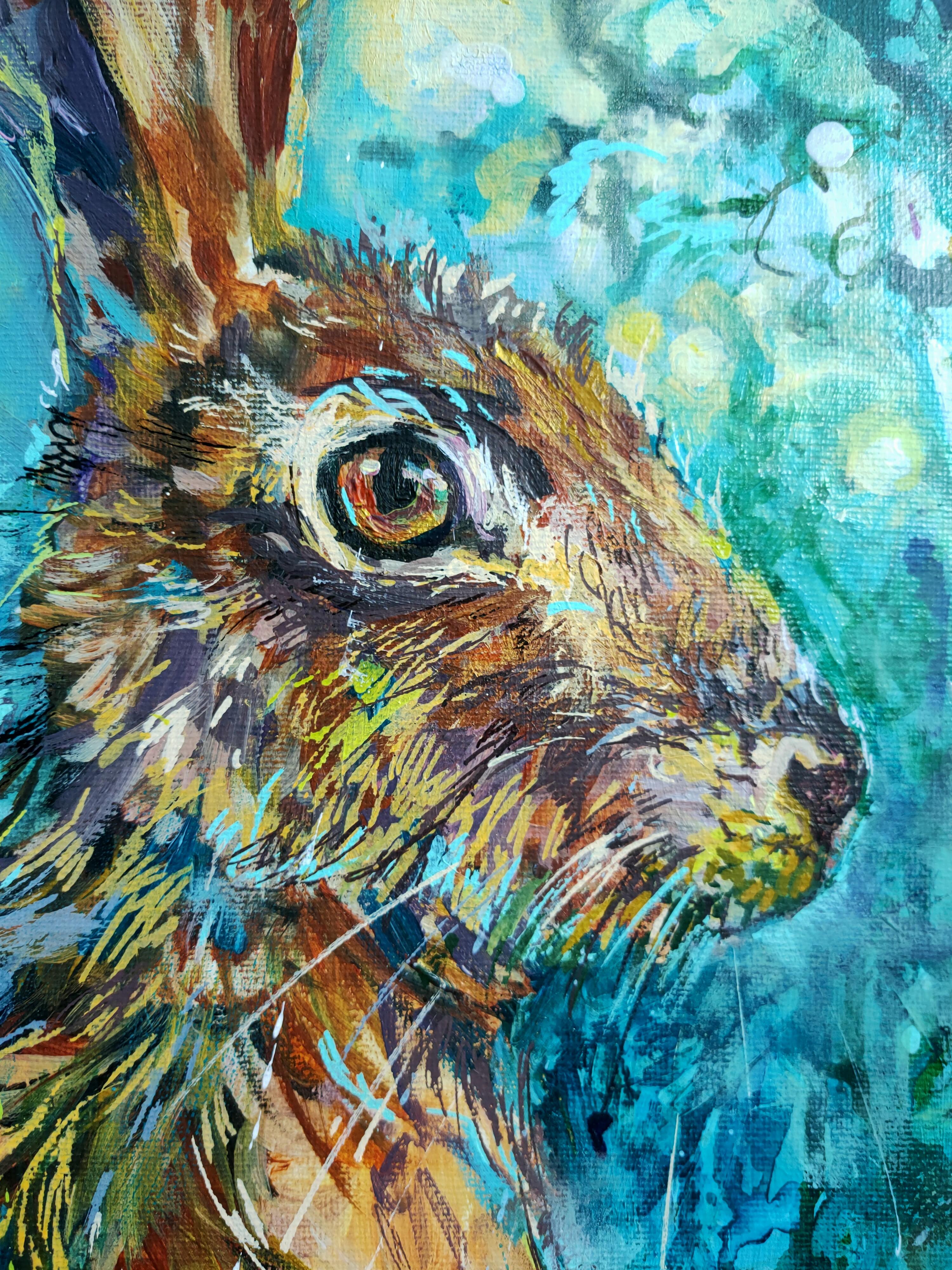 Sold* Ready to Run - Original Acrylic Painting - 50 x 40 cm / 16 x 20 " - Animal Art by Susan Gardner - Contemporary Expressionist - Colourful Fine Art