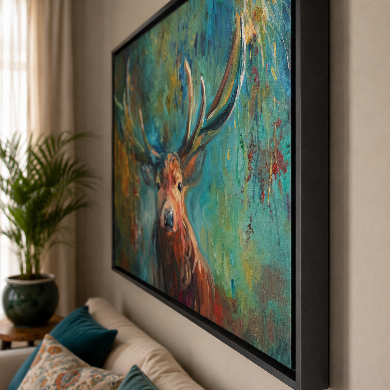 stag deer green wall art framed susan gardner