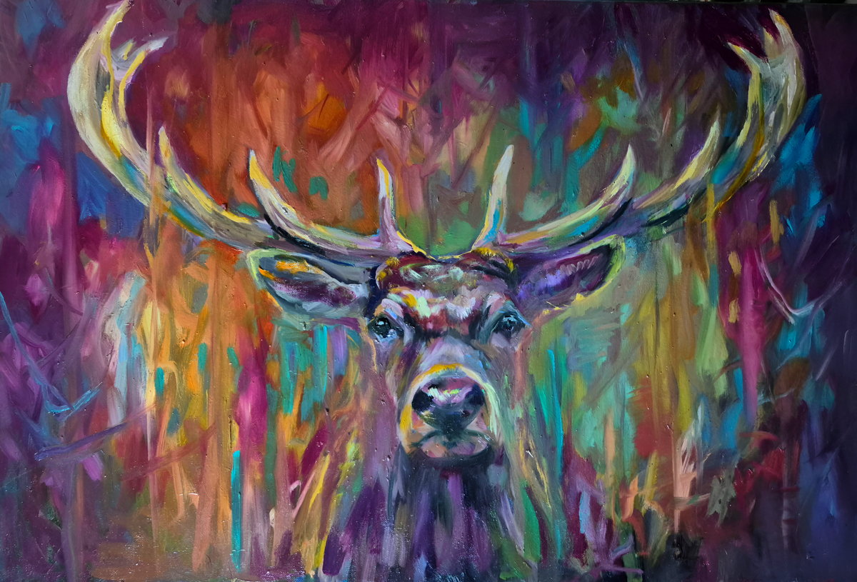 STAYING WILD |  Stag Oil Painting |60 x 90 cm
