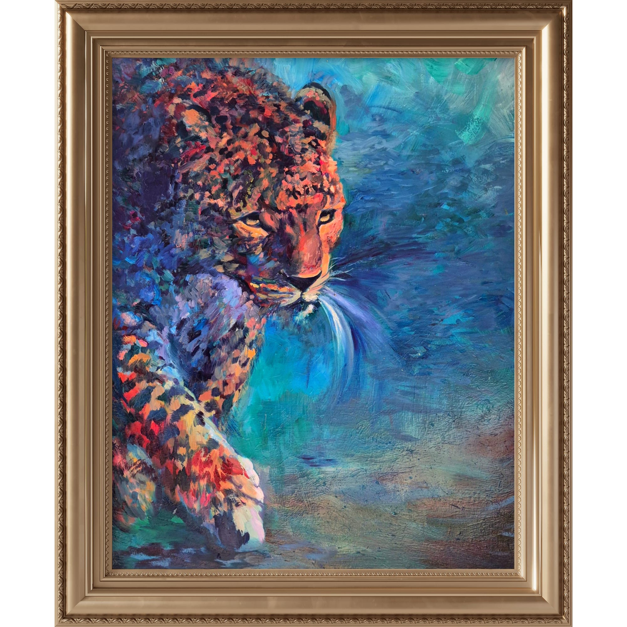 'Bejewelled' Original Leopard Oil Painting 40 x 30"/80 x 100 cm