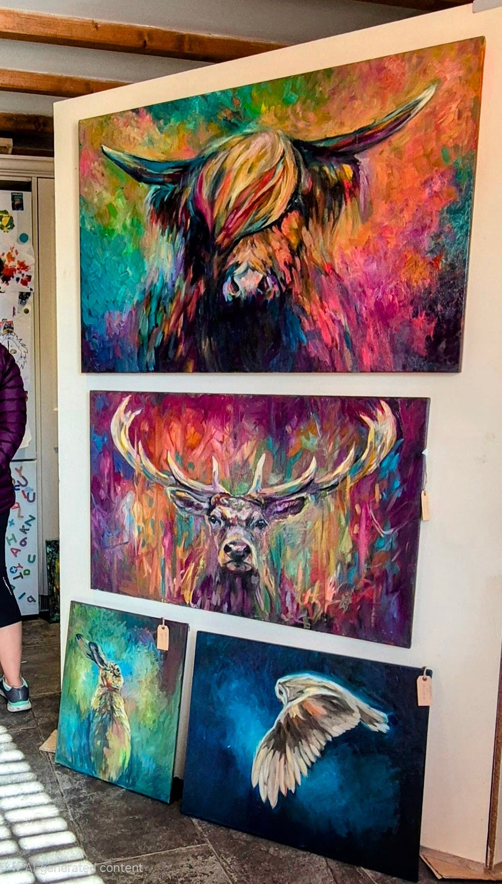 'Crowned in Colour' Original Red Deer Stag Oil Painting. 90 x 60 cm - Animal Art by Susan Gardner - Contemporary Expressionist - Colourful Fine Art