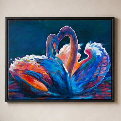 Celestial - Swans Wall Art  Framed Canvas Print