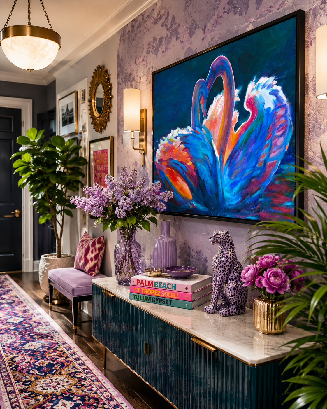 vibrant wildlife art a pair of swans romantic painting for luxury homes by susan gardner     