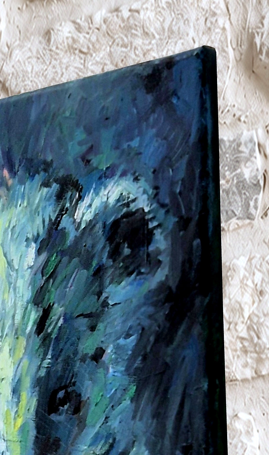 Wild Ways by Susan Gardner shown at an angle on a wall.