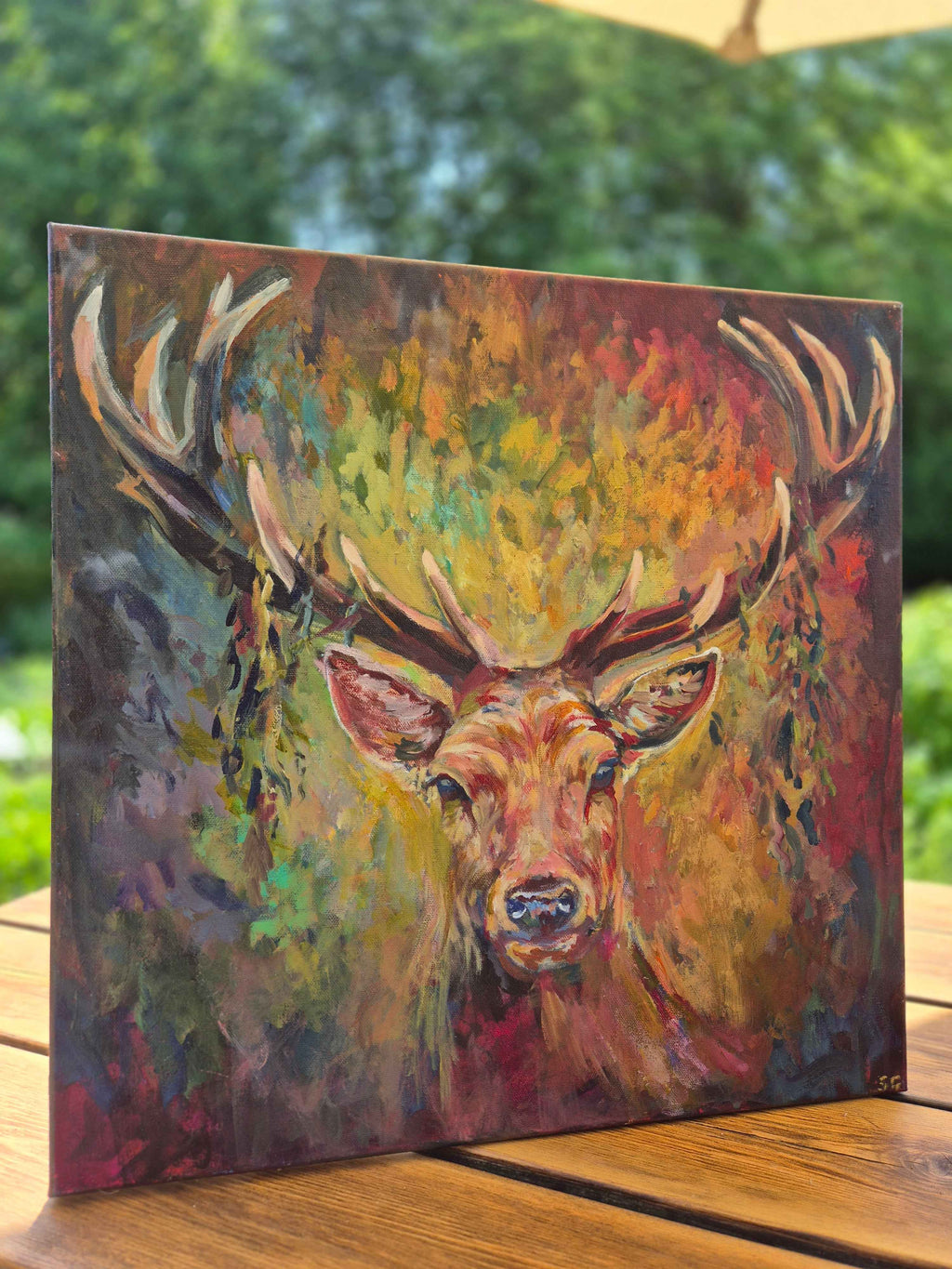 Ashley - Original Deer Painting-50 x 50cm \ 20 x 20