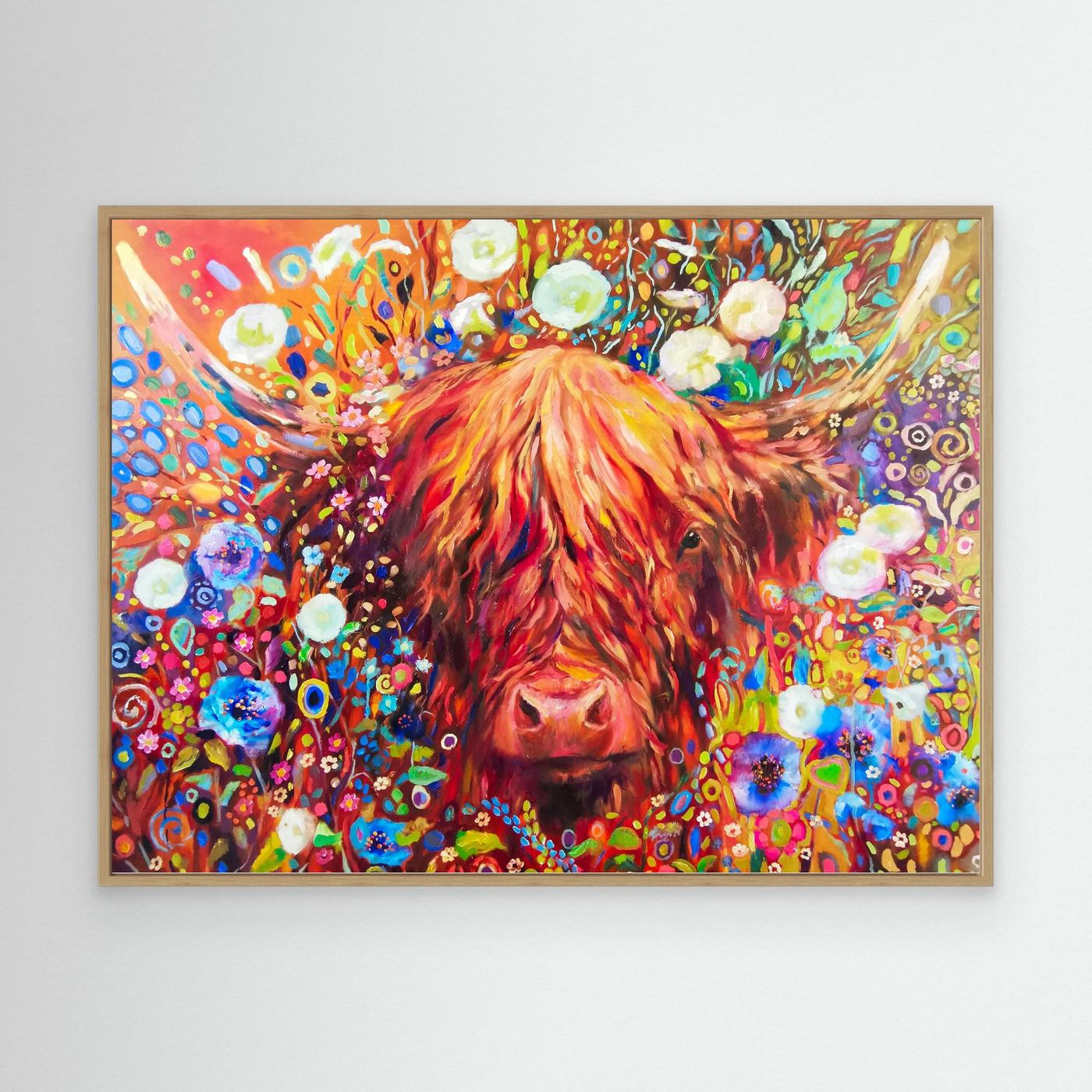 Gloria Highland Cow Floral Canvas Print