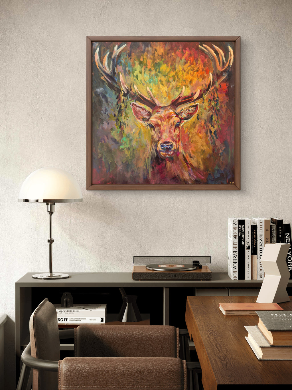 ASHLEY | Original Red Deer Oil Painting | 20 x 20 " \ 50 x 50 cm
