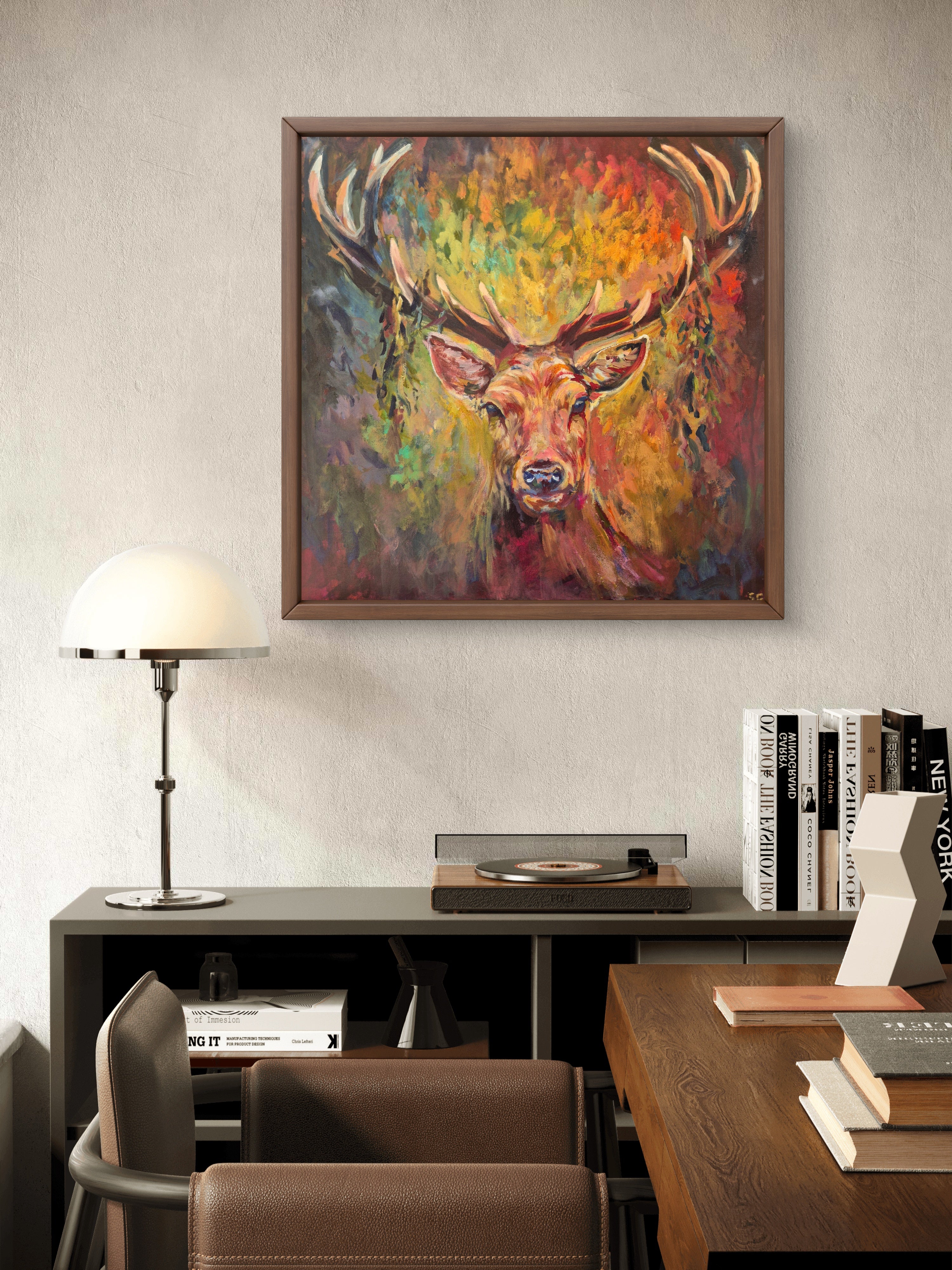 ASHLEY | Original Red Deer Oil Painting | 20 x 20 " \ 50 x 50 cm
