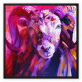 Red Ram Framed Canvas - Animal Art by Susan Gardner - Contemporary Expressionist - Colourful Fine Art