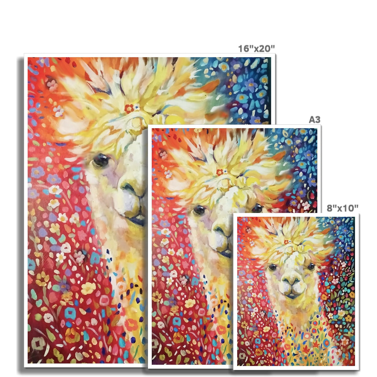 Love Alpaca Hahnemühle German Etching Print - - susan gardner - uk artist - colourful animal art