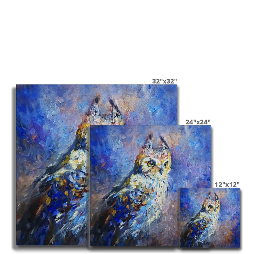 Eagle Owl Canvas - Animal Art by Susan Gardner - Contemporary Expressionist - Colourful Fine Art