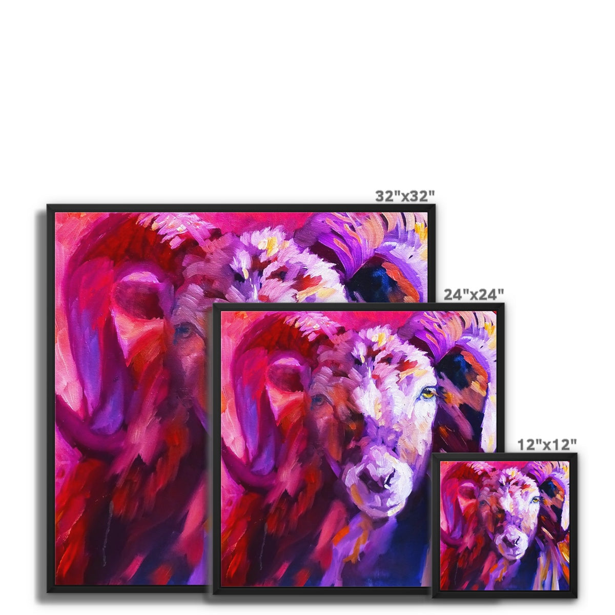 Red Ram Framed Canvas - Animal Art by Susan Gardner - Contemporary Expressionist - Colourful Fine Art