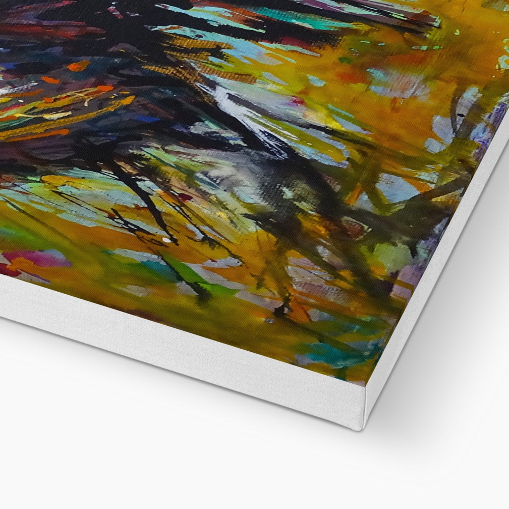 Fiesty Pheasants Canvas - Animal Art by Susan Gardner - Contemporary Expressionist - Colourful Fine Art